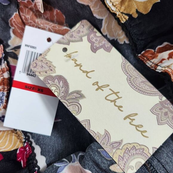 Band of the Free Black Floral Boho Midi Slip Skirt Size XS NWT Black Boho Skirt - Picture 8 of 10